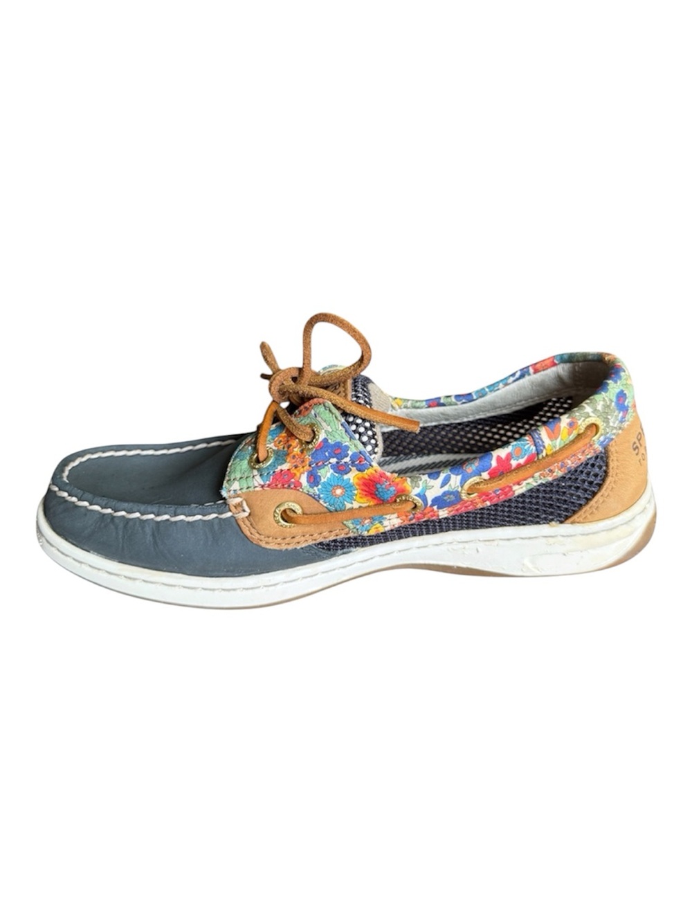 Sperry Top-Sider Women's Blue Leather Floral Boat Shoes Size 6